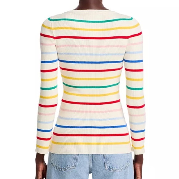 Joshua Sanders Stripped Ribbed Smiley Face Crew Neck Sweater Top Shirt SZ M NWT - Picture 3 of 5